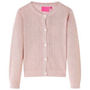 Cardigan for barn strikket myk rosa 116
