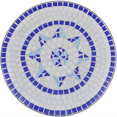vidaXL Bistrosett med keramikkfliser 3 deler blå og hvit