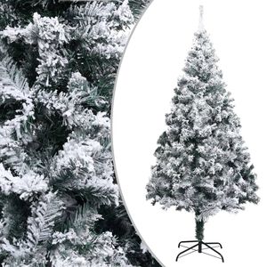 vidaXL Kunstig juletre med flokket sn&oslash; gr&oslash;nn 210 cm