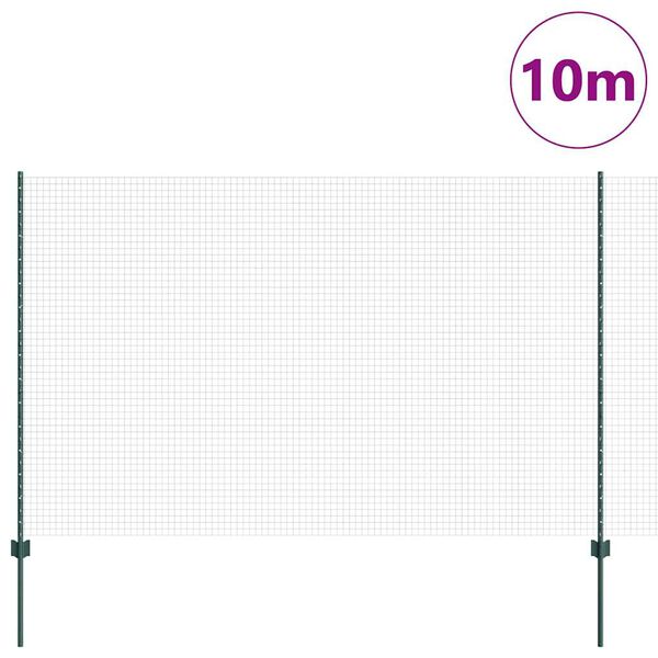 vidaXL Gjerde med stolpe gr&oslash;nn 1,6 x 10 m St&aring;l og PVC