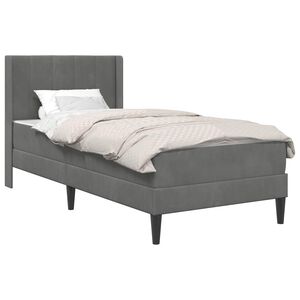 vidaXL Sengeramme med madrass M&oslash;rkegr&aring; 90 x 190 cm Fl&oslash;yel
