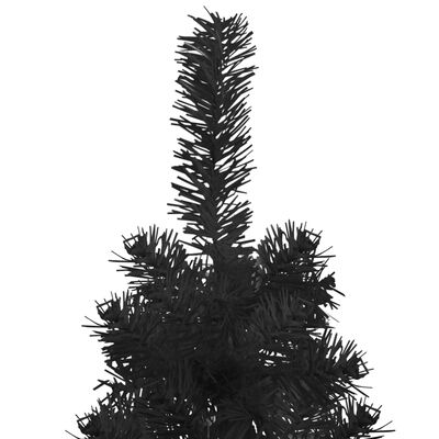 vidaXL Kunstig halvt juletre med stativ slankt svart 210 cm