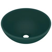 vidaXL Luksuriøs servant rund matt mørkegrønn 32,5x14 cm keramisk