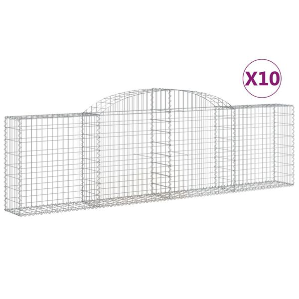 vidaXL Gabionkurver buede 10 stk 300x30x80/100 cm galvanisert jern