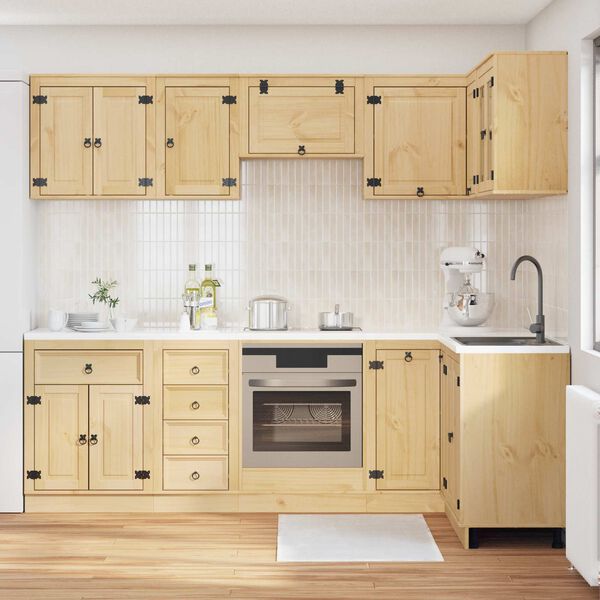 vidaXL Kabinett med skuff med hylle SKI 10 pcs HonningBrun Massiv furu