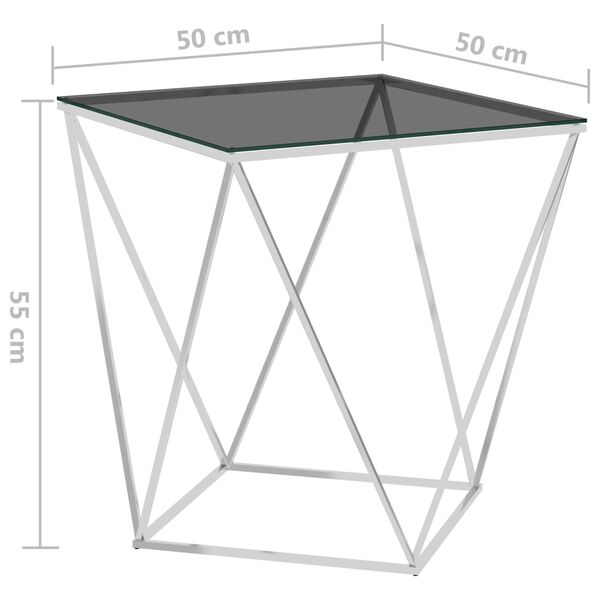 vidaXL Salongbord sølv og svart 50x50x55 cm rustfritt stål