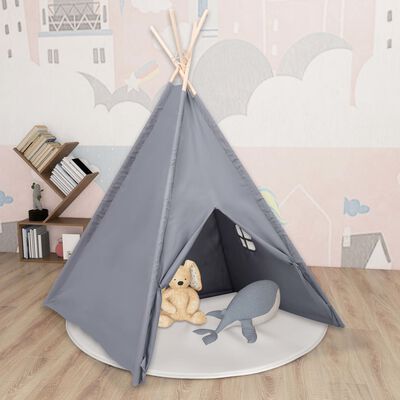 vidaXL Tipi-telt for barn med pose ferskenhud grå 120x120x150 cm
