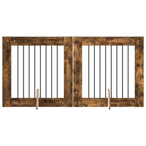 vidaXL Hundegate med stender 2 pcs R&oslash;kt Eik 80 x 80 cm Konstruert tre