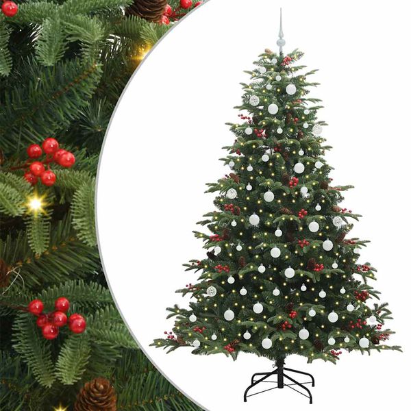 vidaXL Kunstig juletre med 300 LED gr&oslash;nn 210 cm PVC og Metall og Plast