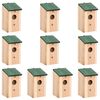 vidaXL Fuglehus 10 stk heltre gran 12x12x22 cm