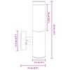 vidaXL Utendørs vegglamper 2 pcs sølv 15 x 7.5 x 33 cm Rustfritt stål