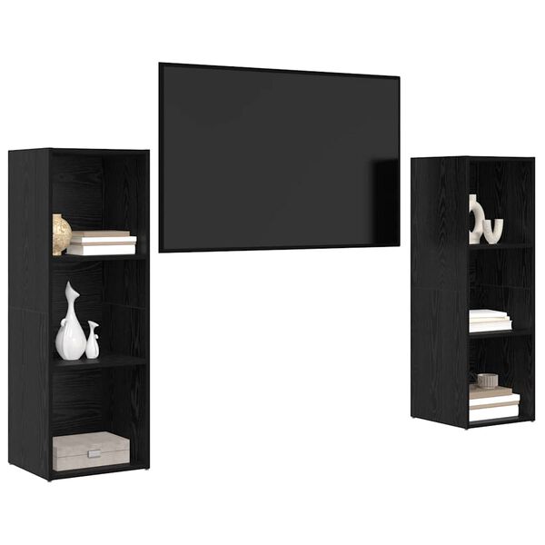 vidaXL TV-benksett 2 pcs Svart Eik 107 x 35 x 37 cm Konstruert tre