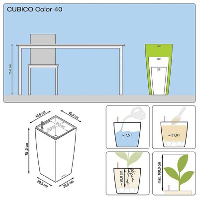 LECHUZA Plantekasse Cubico Color 40 ALL-IN-ONE skifer 13158