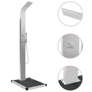 vidaXL Utend&oslash;rs dusj med brett WPC rustfritt st&aring;l