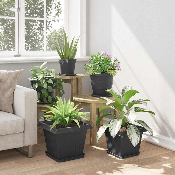 vidaXL Firkantet Blomsterpotte 24 pcs Svart 43 x 43 x 33.5 cm Plast