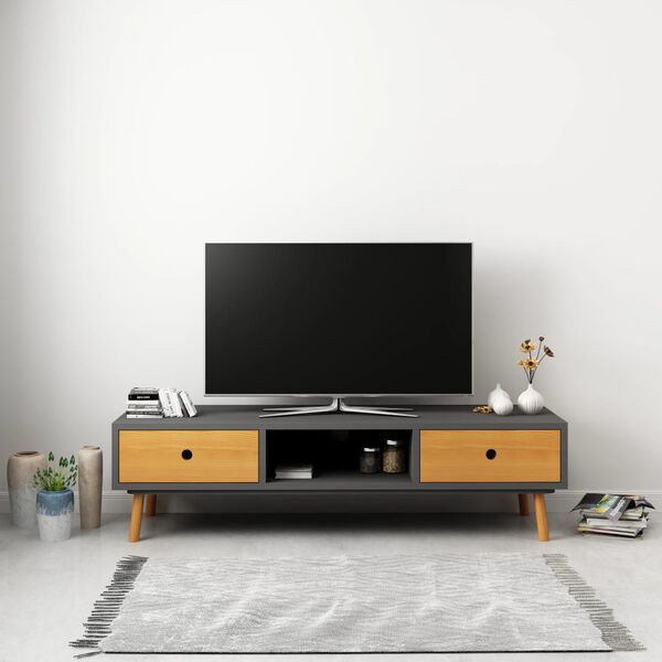 vidaXL TV-benk grå 120x35x35 cm heltre furu