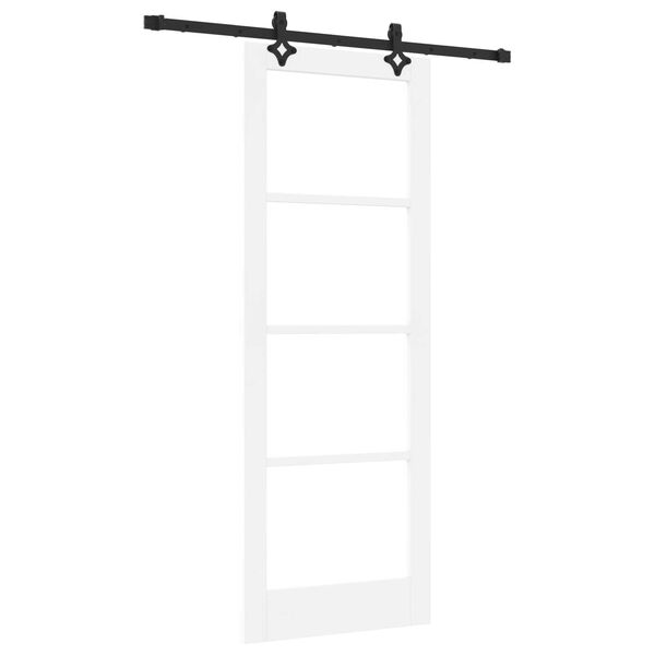 vidaXL Skyved&oslash;r Hvit 78 x 211 cm Massivt furutre og glass
