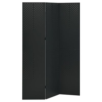 vidaXL Romdeler 3 paneler svart 120x180 cm stål