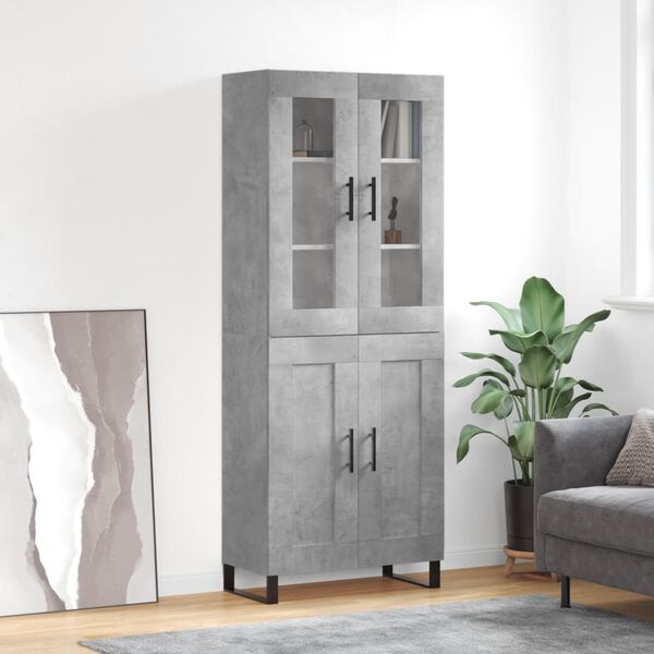 vidaXL Highboard betonggr&aring; 69,5x34x180 cm konstruert tre