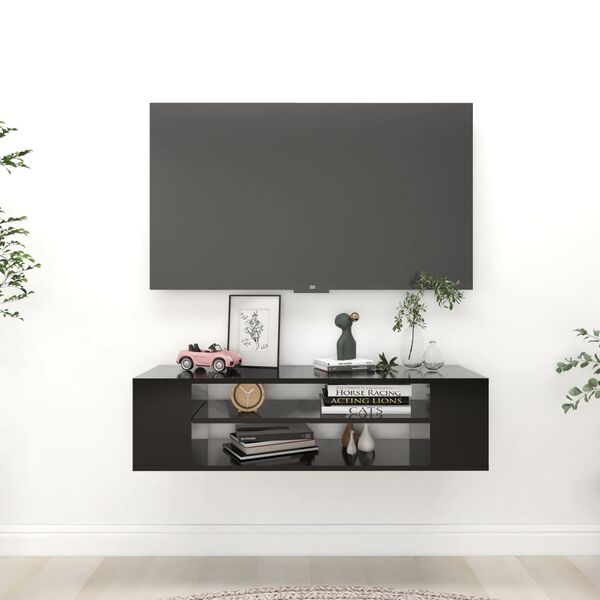 vidaXL Hengende TV-benk svart 100x30x26,5 cm konstruert tre