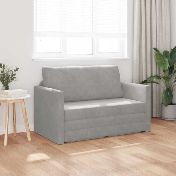 vidaXL Sammenleggbar Sofa seng Lysegr&aring; 124 x 71 x 78 cm Fl&oslash;yel