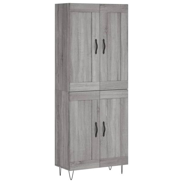vidaXL Highboard gr&aring; sonoma 69,5x34x180 cm konstruert tre