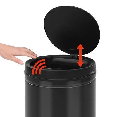 vidaXL Automatisk søppelbøtte med sensor 80 L karbonstål svart