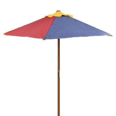 vidaXL Barns piknikbord med benker og parasoll flerfarget tre