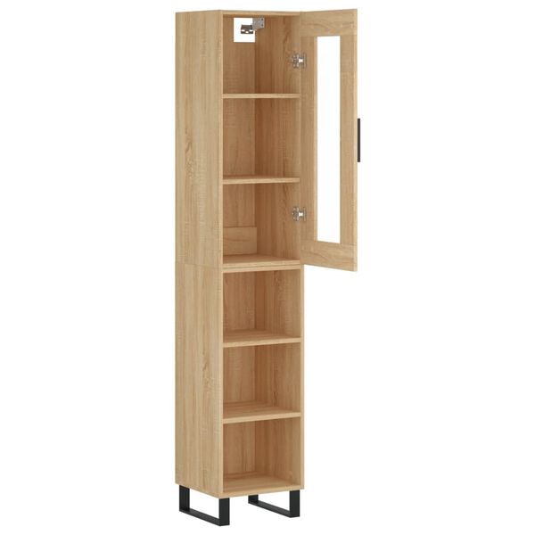 vidaXL Highboard sonoma eik 34,5x34x180 cm konstruert tre