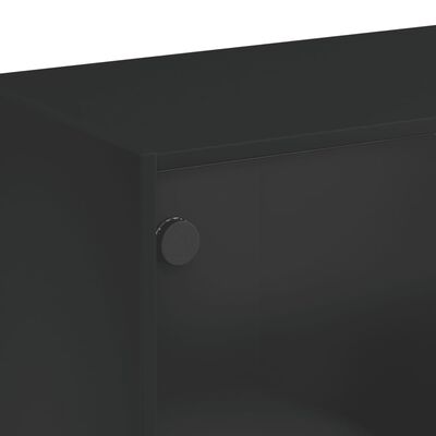 vidaXL Salongbord med glassdører svart 102x50x42 cm