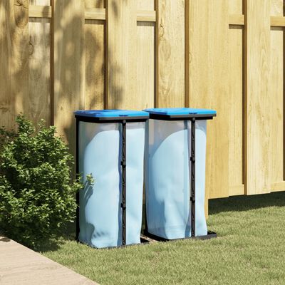 vidaXL Søppelposeholdere 2 stk svart og blå 60 L PP