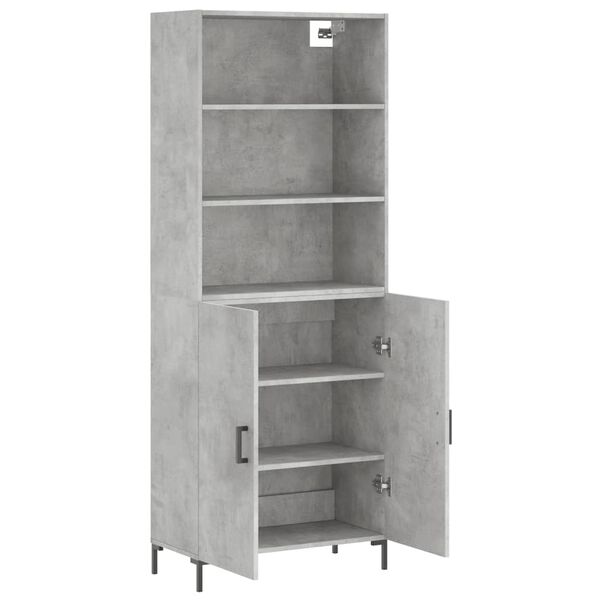 vidaXL Highboard betonggr&aring; 69,5x34x180 cm konstruert tre