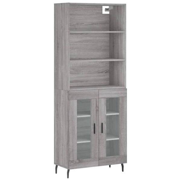 vidaXL Highboard gr&aring; sonoma 69,5x34x180 cm konstruert tre