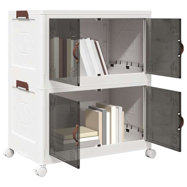 vidaXL Oppbevaringsboks stablebar med hjul 2-lags 75 L 64x40x76 cm