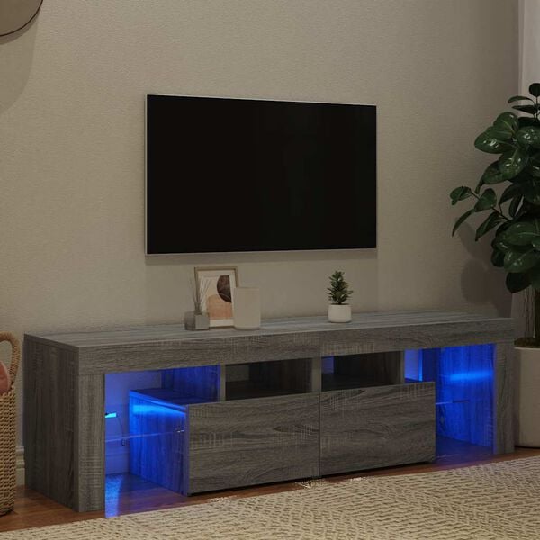 vidaXL TV-benk med LED gr&aring; sonoma 140x36,5x40 cm