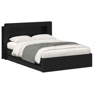 vidaXL Sengeramme med oppbevaring Svart 150 x 200 cm Konstruert tre