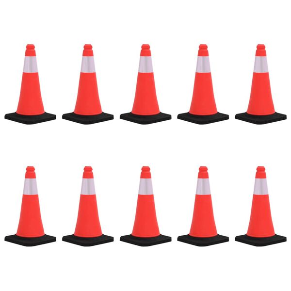 vidaXL Reflekterende trafikkjegler med tunge bunner 10 stk 50 cm