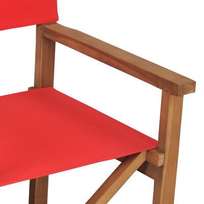 vidaXL Regissørstoler 2 stk sammenleggbar heltre teak rød
