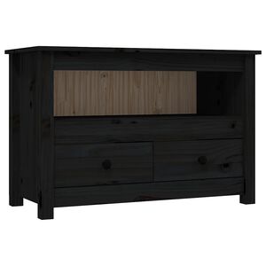 vidaXL TV-benk svart 79x35x52 cm heltre furu