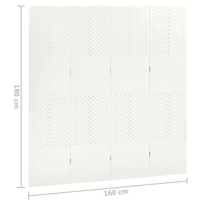 vidaXL Romdeler 4 paneler 2 stk hvit 160x180 cm stål