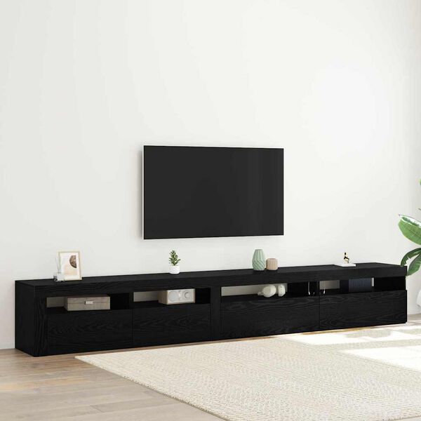 vidaXL TV-benksett 3 pcs Svart Eik 270 x 35 x 40 cm Konstruert tre