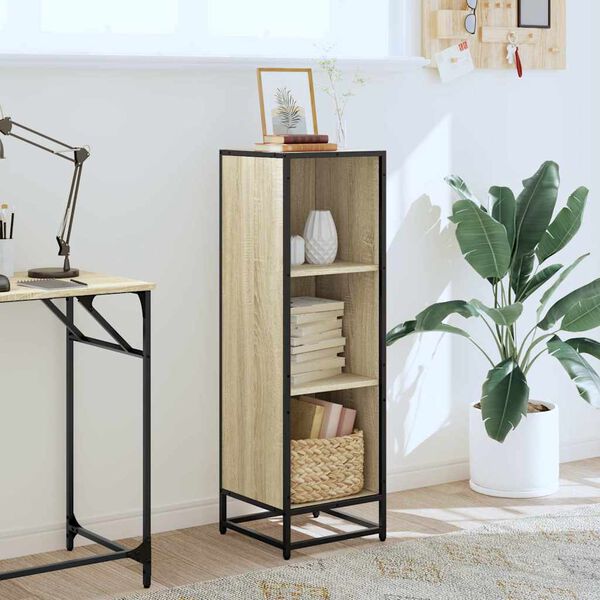 vidaXL Bokhylle sonoma eik 33,5x33x107,5 cm konstruert tre