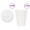 vidaXL Papir kaffekopper med lokk 1000 stk 12oz 300 ml