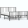 vidaXL Sengeramme i metall med hode- og fotgavl svart 135x190 cm