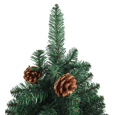 vidaXL Forhåndsbelyst slankt juletre med kulesett grønn 150 cm