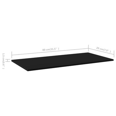 vidaXL Hylleplater 8 stk svart 80x20x1,5 cm sponplate