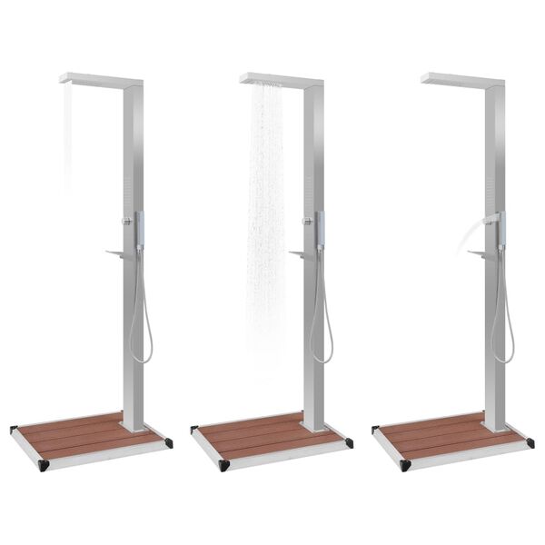 vidaXL Utendørs dusj med brett WPC rustfritt stål