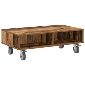 vidaXL Sidebord med hjul Gammelt tre 90 x 50 x 30 cm Konstruert tre
