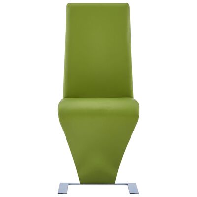 vidaXL Spisestoler med sikksakkform 2 stk grønn kunstig skinn