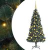 vidaXL Kunstig forh&aring;ndsbelyst juletre med kulesett gr&oslash;nn 210 cm PET